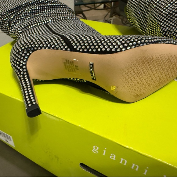 Gianni Bini Sparkling Black and Silver Heeled Boots - Picture 3 of 4